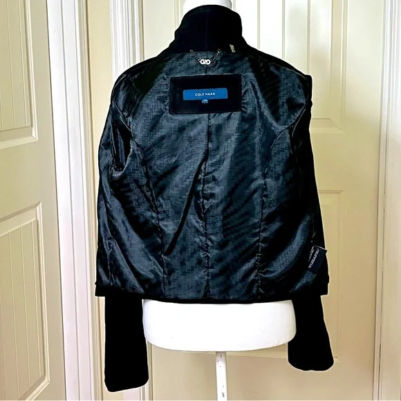 Cole Haan Women’s Suede Open Front Jacket Black Size S Bohemian Quiet Luxury - Picture 4 of 9